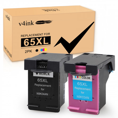 V4ink 65XL Remanufactured HP 65XL Ink Cartridges 2 Pack