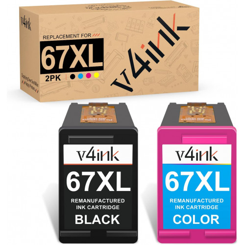 V4ink 67xl Remanufactured Hp 67xl Ink Cartridges 2 Pack 0913