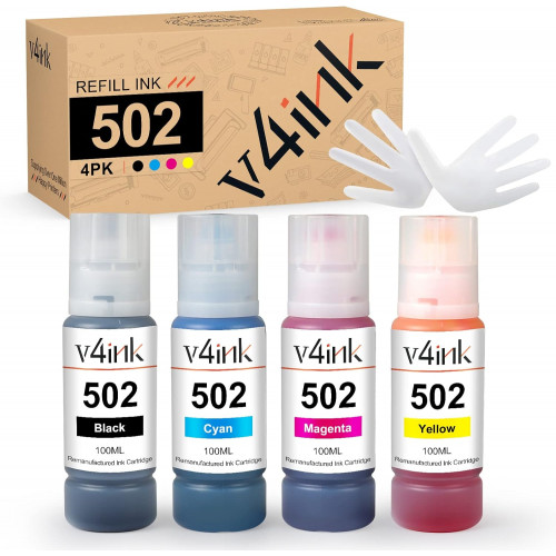 V4ink 502 Compatible Epson T502 Refill Ink Bottle 4 Pack 0019