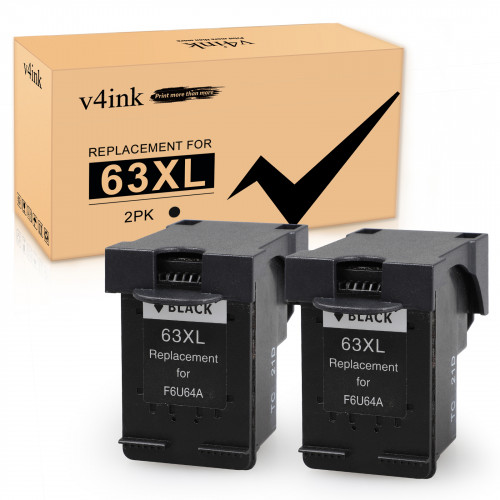 V4ink 63xl Remanufactured Hp 63xl High Yield Black Ink Cartridges 2pk 1825