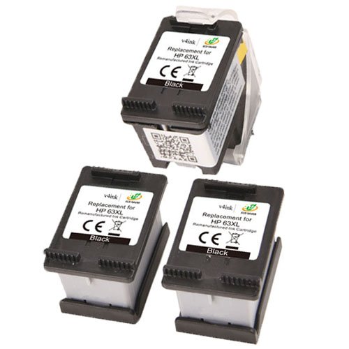 V4ink Hp 63xl Remanufactured Black Ink Cartridge 3 Combo Pack With An Oem Printhead 0070
