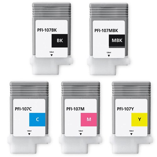 Canon PFI-107 Compatible High-Yield ink Cartridges 5-Piece